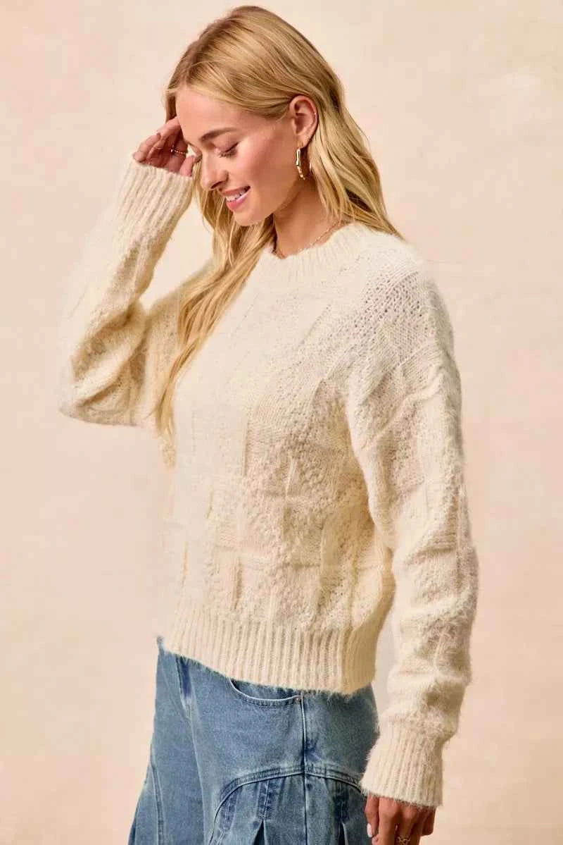 BiBi Checker Board Drop Shoulder Sweater BiBi Checker Board Drop Shoulder Sweater