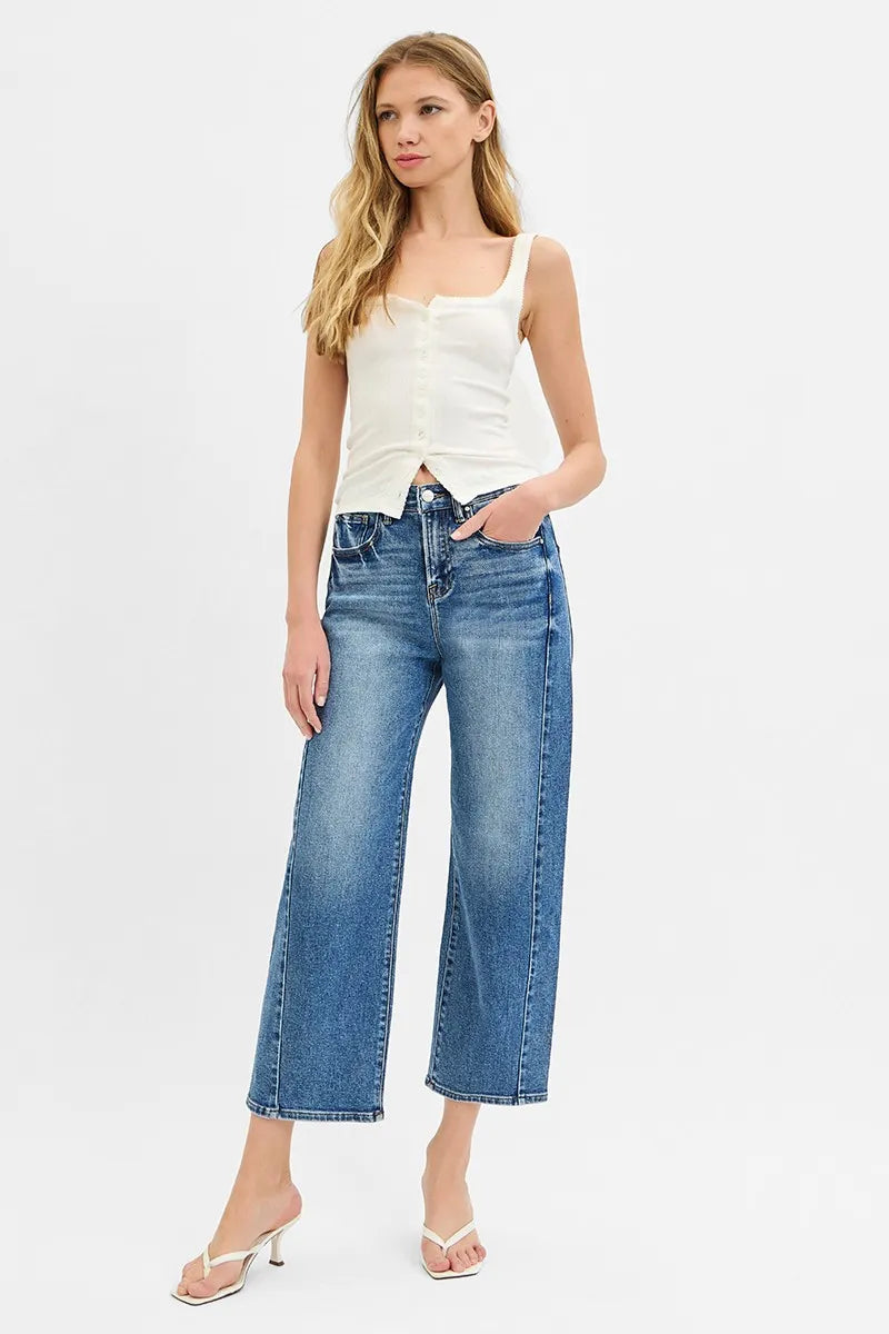RISEN High Rise Crop Length Barrel Adjustable Waist Band Jeans f496da5e3f67446fb7686b09d55038ac-Max-Origin