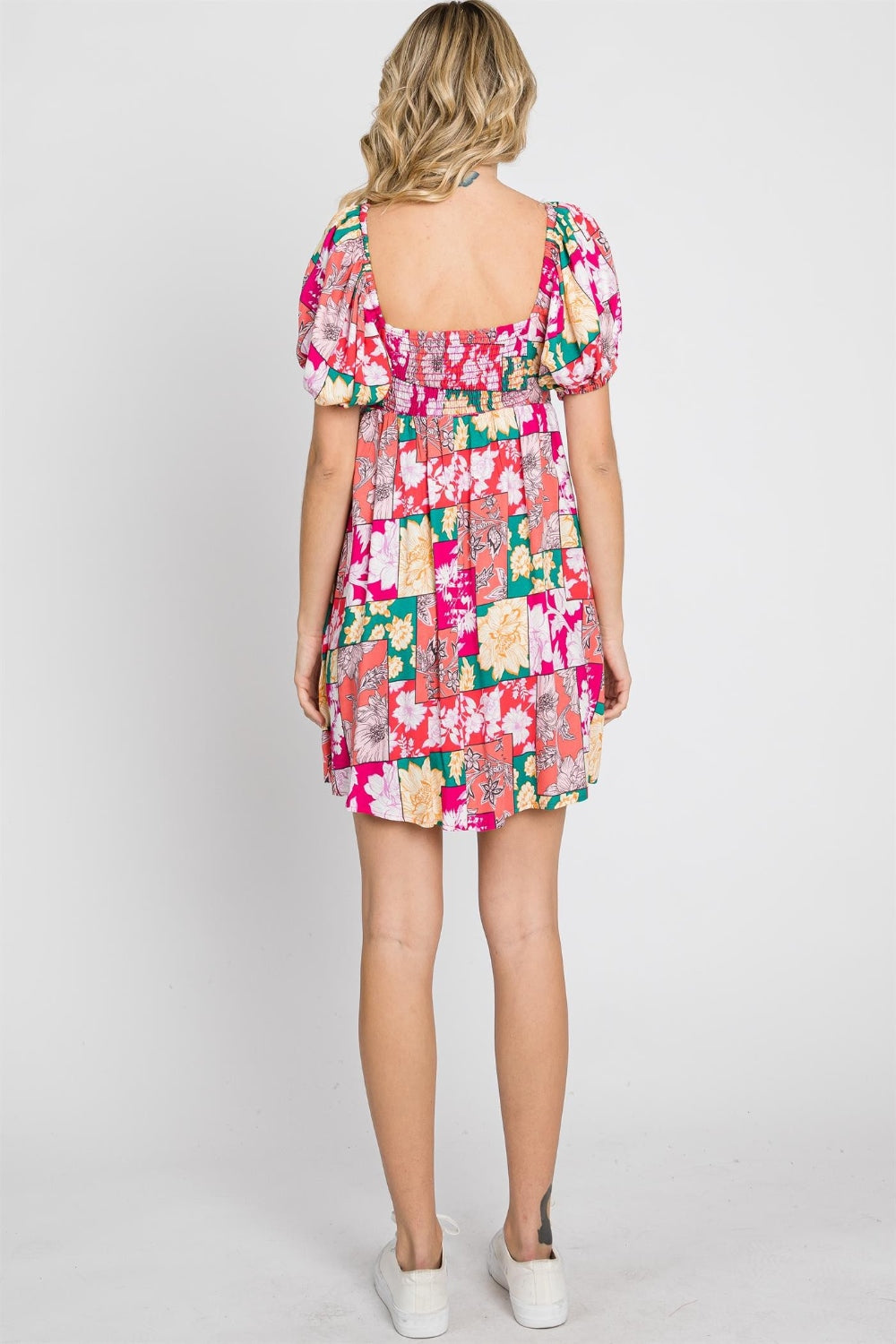 GeeGee Floral Ruff Sleeve Mini Dress GeeGee Floral Ruff Sleeve Mini Dress - TopFashionHQ