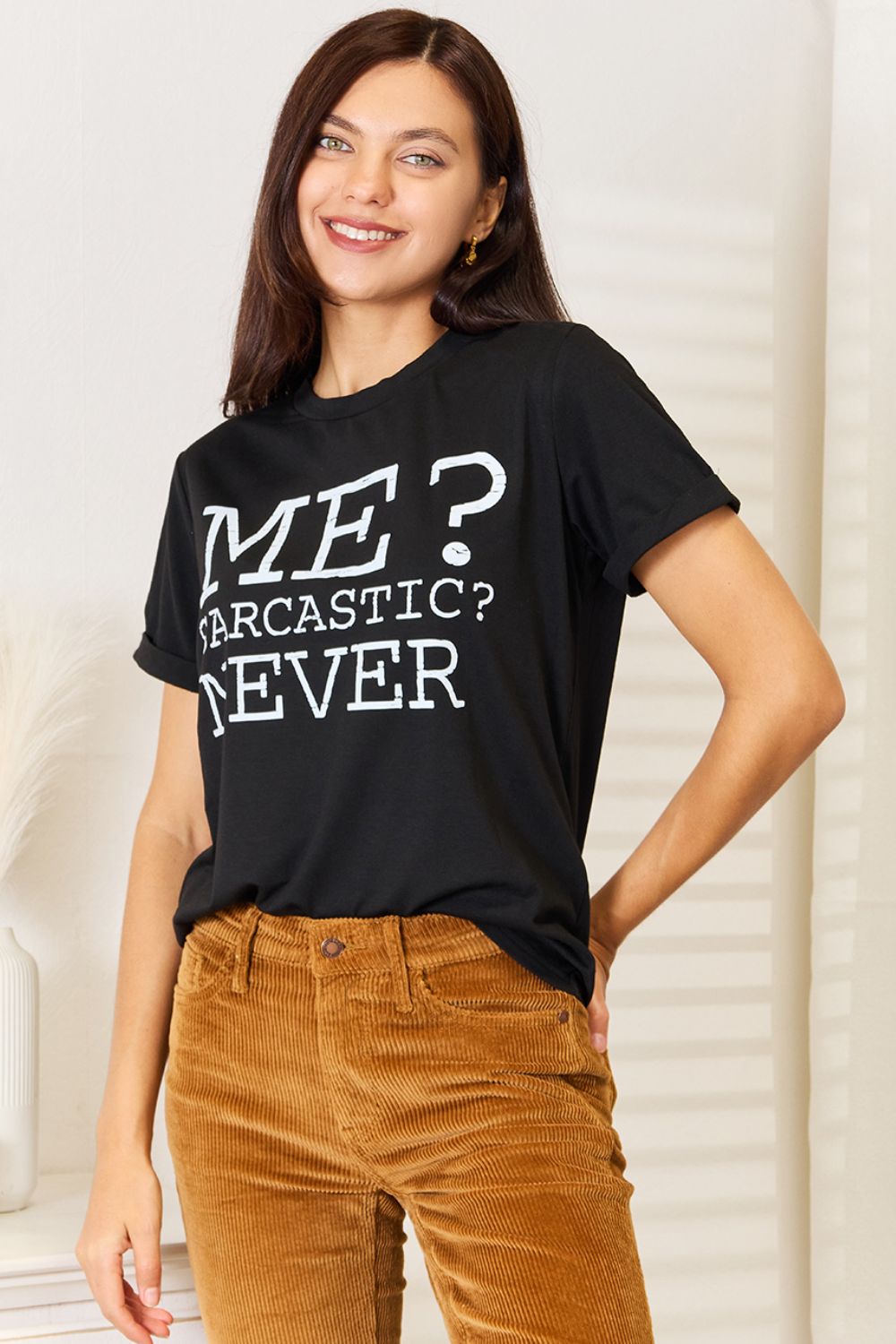 Simply Love Letter Graphic Round Neck T-Shirt Simply Love Letter Graphic Round Neck T-Shirt - TopFashionHQ