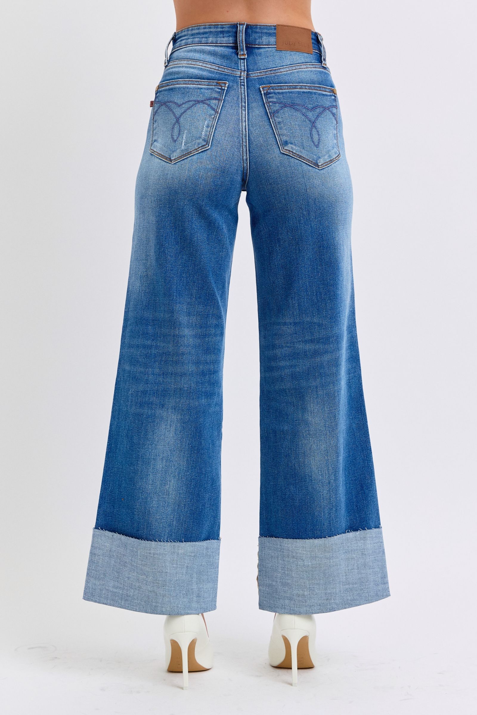 Judy Blue Full Size Distressed High Waist Wide Leg Jeans Judy Blue Full Size Distressed High Waist Wide Leg Jeans - TopFashionHQ
