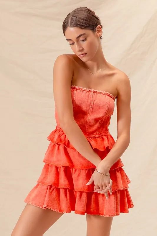 SO ME Strapless Ruffle Layered Game Day Cheer Up Dress f5bef08b5aaf4cd689ecca878968ccb6-Max-Origin