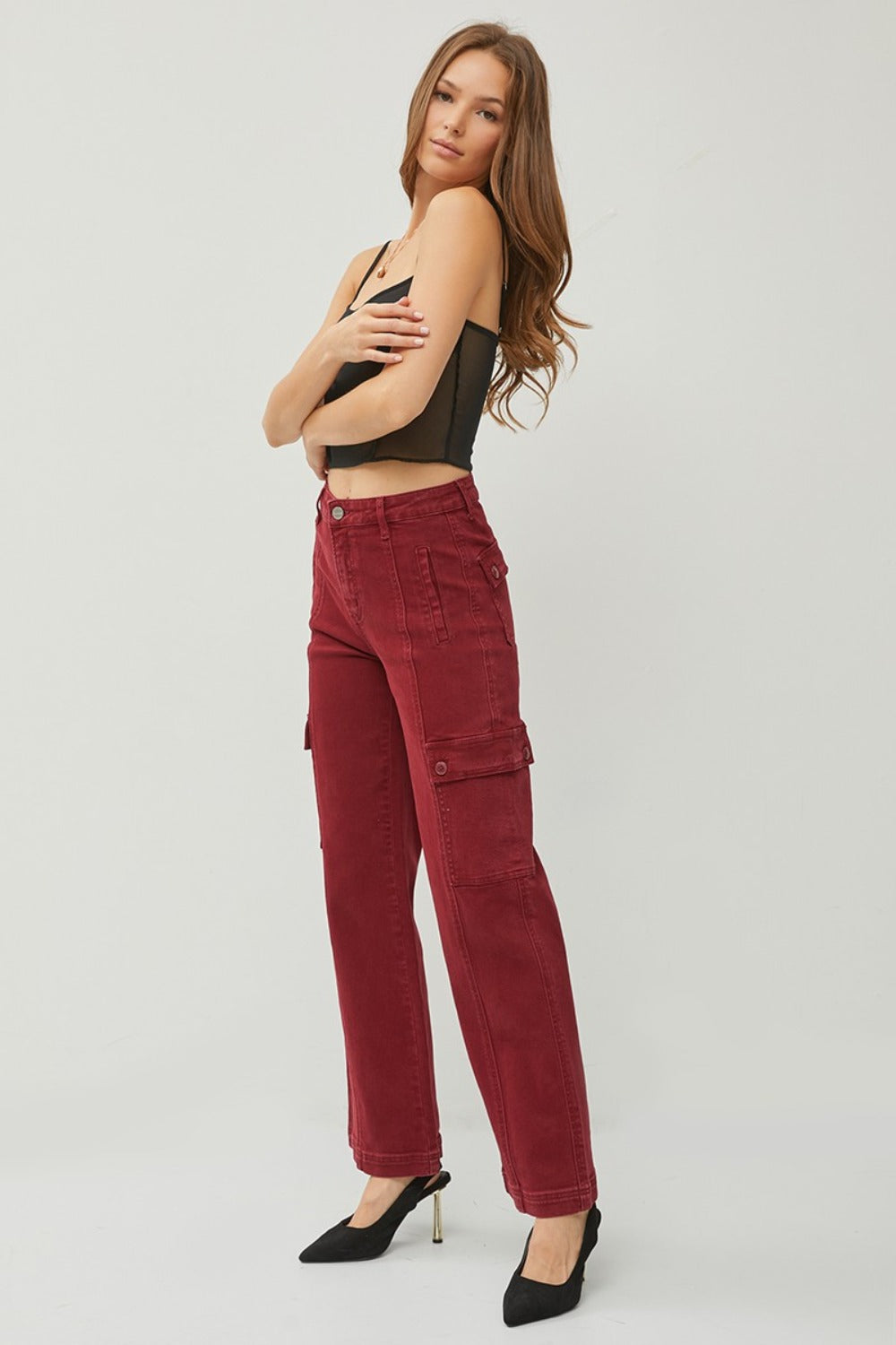 RISEN Full Size High Rise Wide Leg Cargo Jeans RISEN Full Size High Rise Wide Leg Cargo Jeans - TopFashionHQ