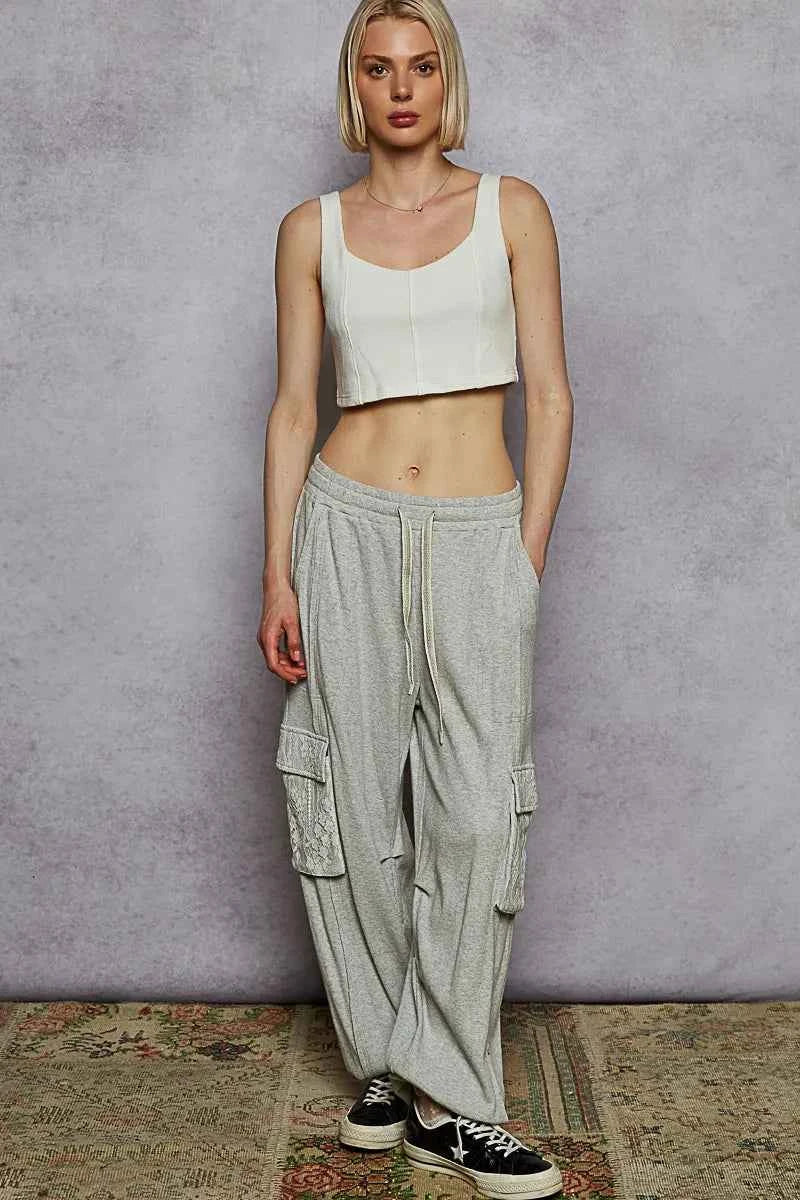 POL Drawstring Lace Cargo Pocketed Joggers POL Drawstring Lace Cargo Pocketed Joggers