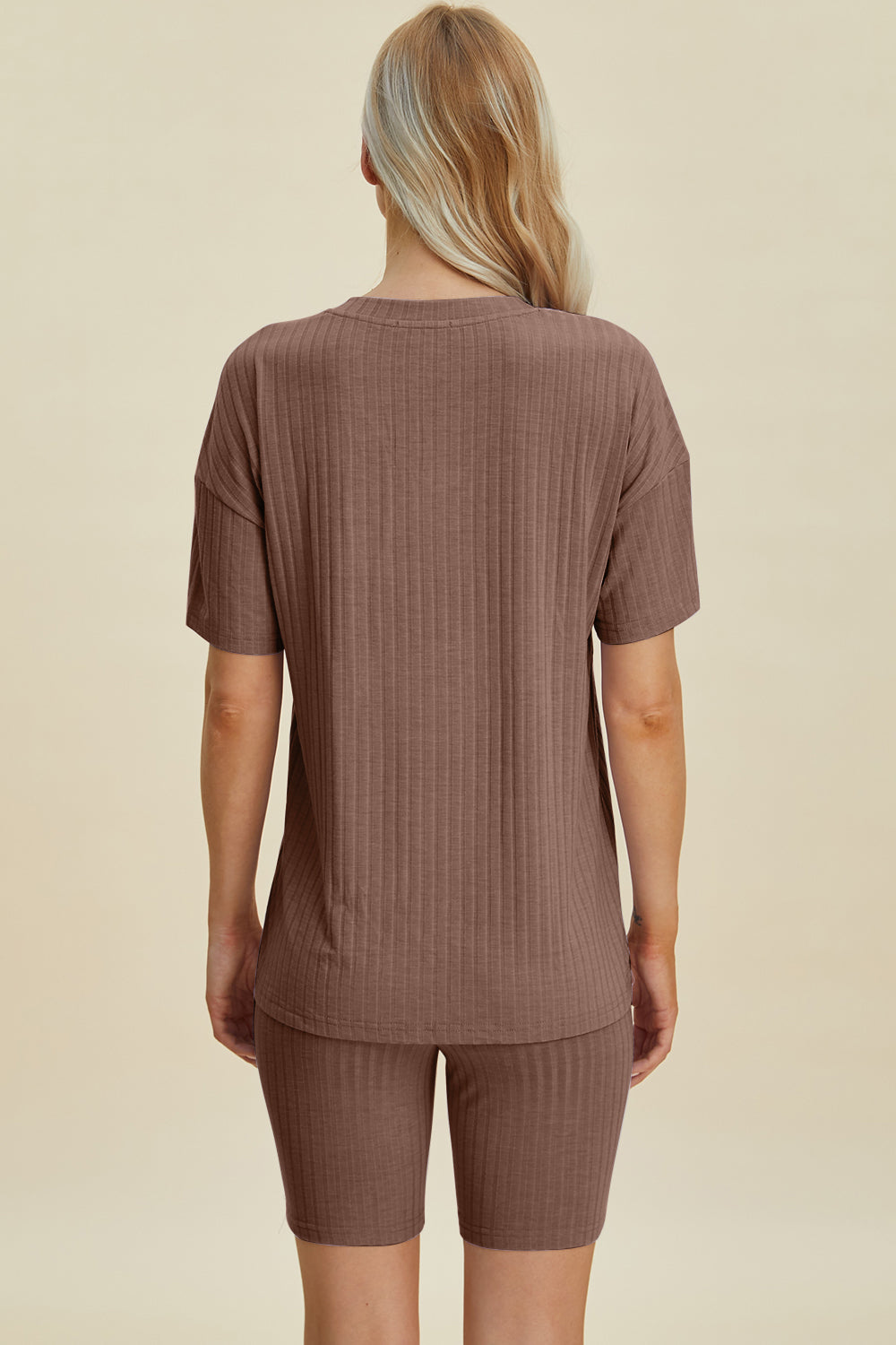 Basic Bae Full Size Ribbed V-Neck Short Sleeve Top and Shorts Set Basic Bae Full Size Ribbed V-Neck Short Sleeve Top and Shorts Set