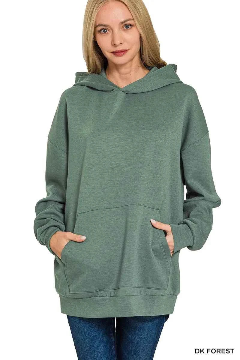 Zenana Oversized Scuba Hoodie with Kangaroo Pocket Zenana Oversized Scuba Hoodie with Kangaroo Pocket