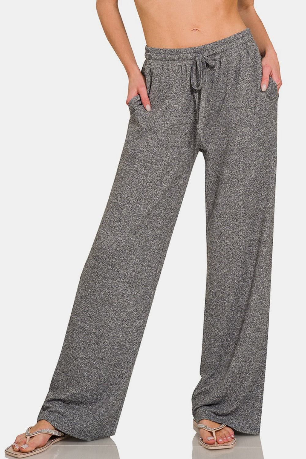 Zenana Drawstring Wide Leg Pants with Side Pockets Zenana Drawstring Wide Leg Pants with Side Pockets
