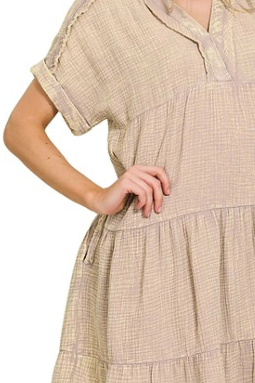 Zenana Washed Double Gauze Raw Edge Notched Dress f72836ea-c893-4a0d-afd6-5c2c38b9ff30-Max-Origin