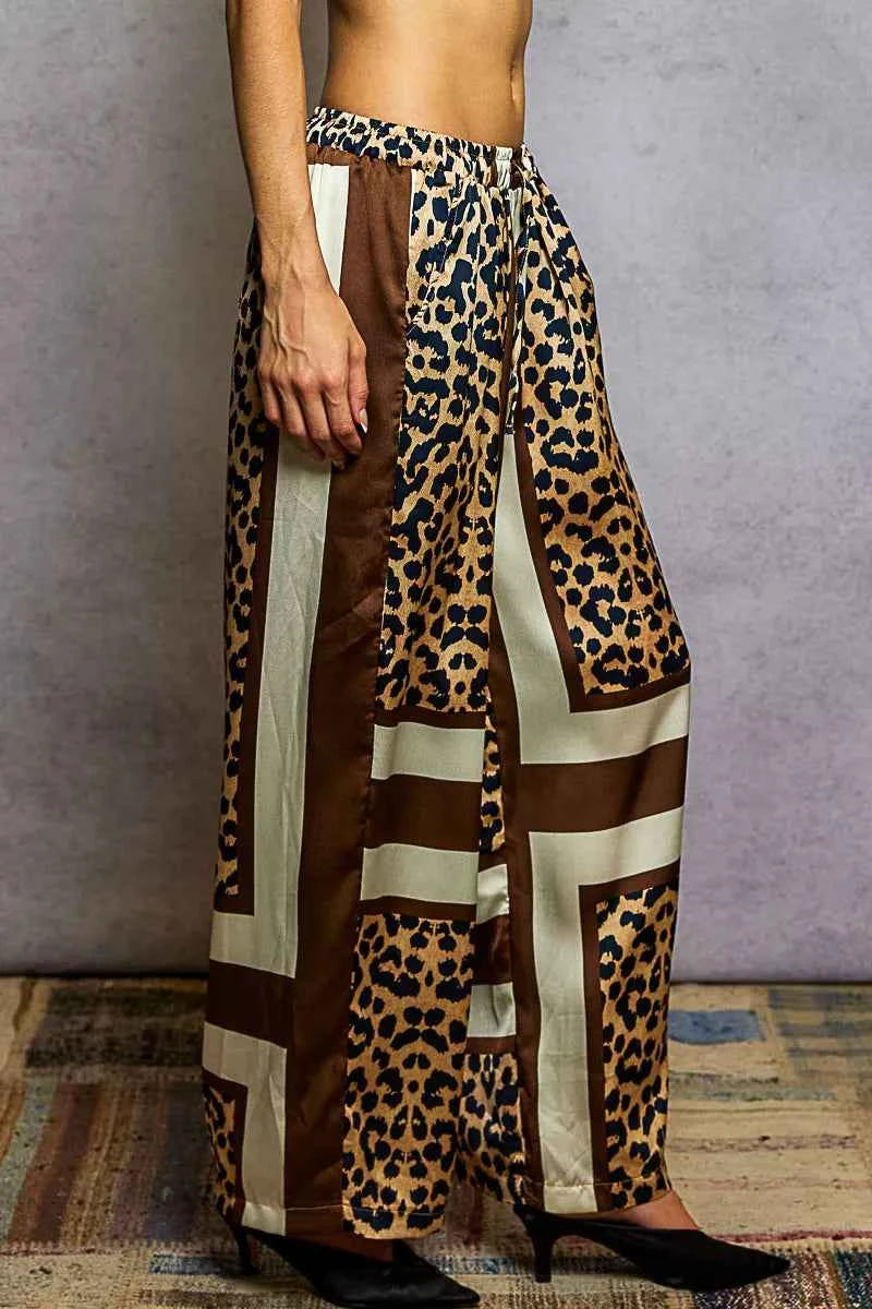 POL Leopard Printed Woven Wide Leg Drawstring Pants POL Leopard Printed Woven Wide Leg Drawstring Pants