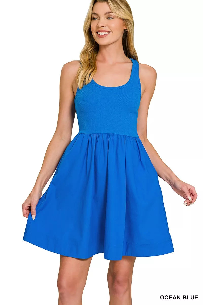 Zenana Combined Knit & Woven Midi Dress f755c6b508a64129bb10ea0e95c320af-Max-Origin