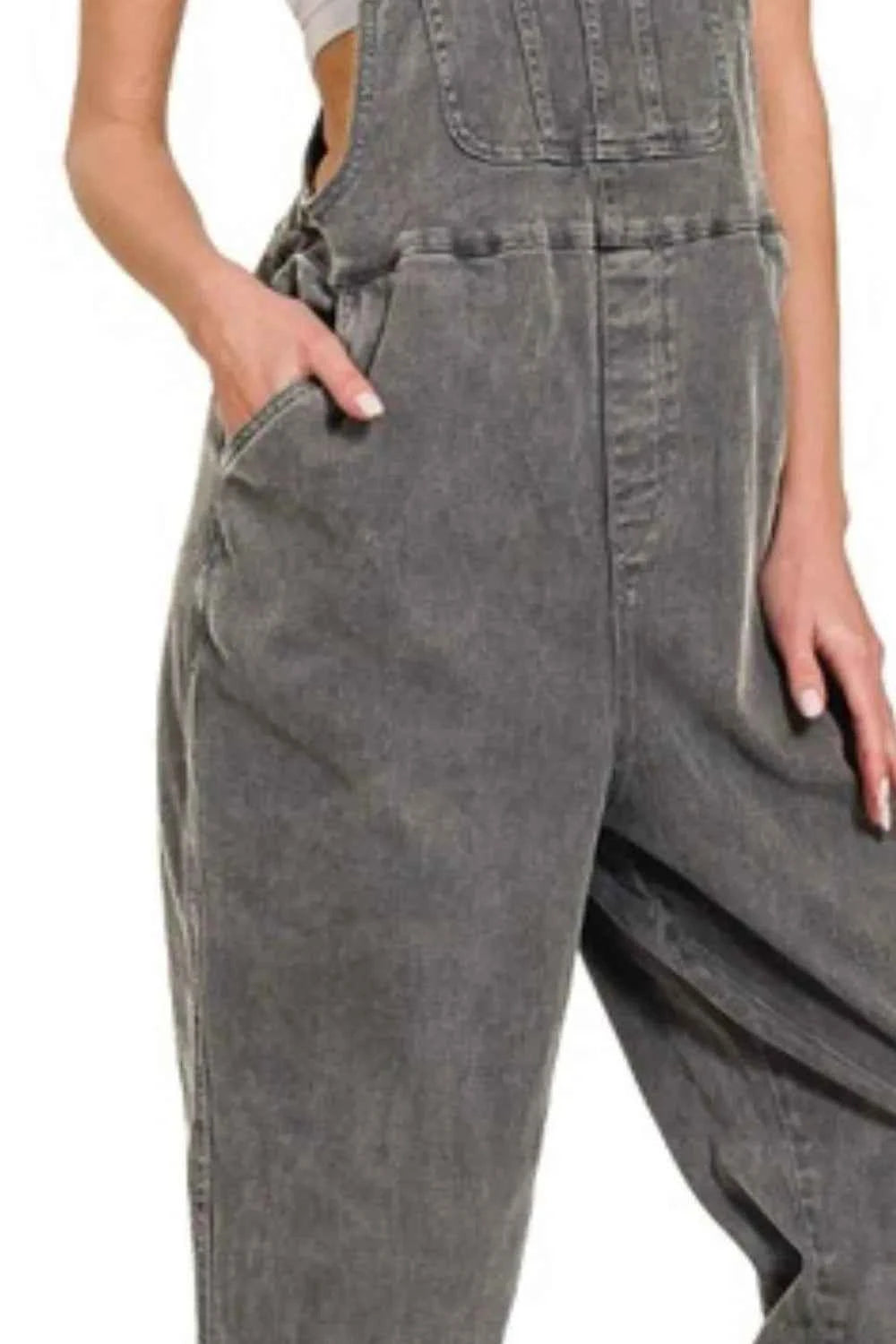 Zenana Washed Knot Strap Relaxed Fit Overalls Zenana Washed Knot Strap Relaxed Fit Overalls