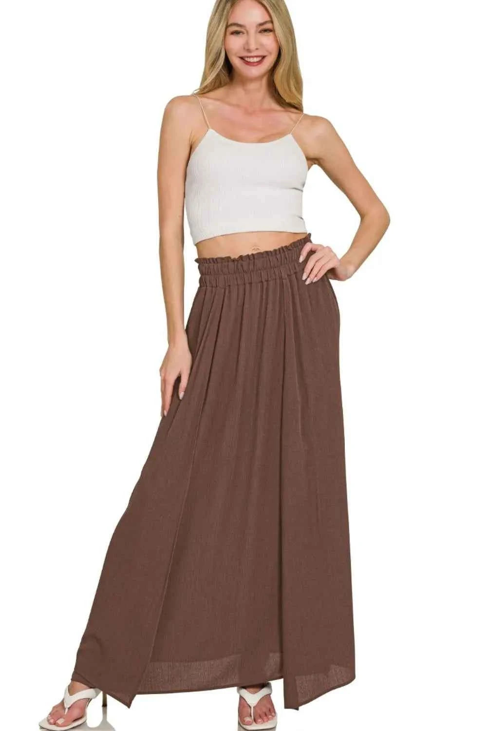 Zenana Woven Crinkle Gauze Long Skirts Zenana Woven Crinkle Gauze Long Skirts