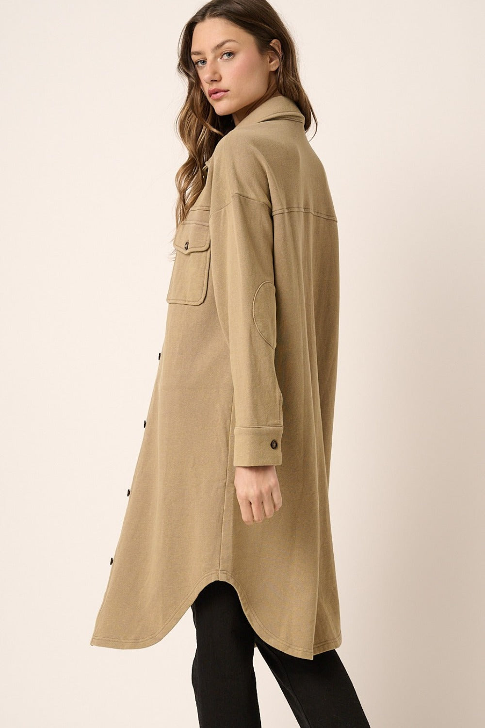 Mittoshop Acid Wash French Terry Longline Shacket Mittoshop Acid Wash French Terry Longline Shacket