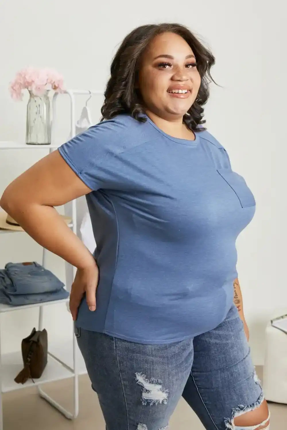 Sew In Love Full Size Exposed Seam Round Neck Short Sleeve T-Shirt Sew In Love Full Size Exposed Seam Round Neck Short Sleeve T-Shirt - TopFashionHQ