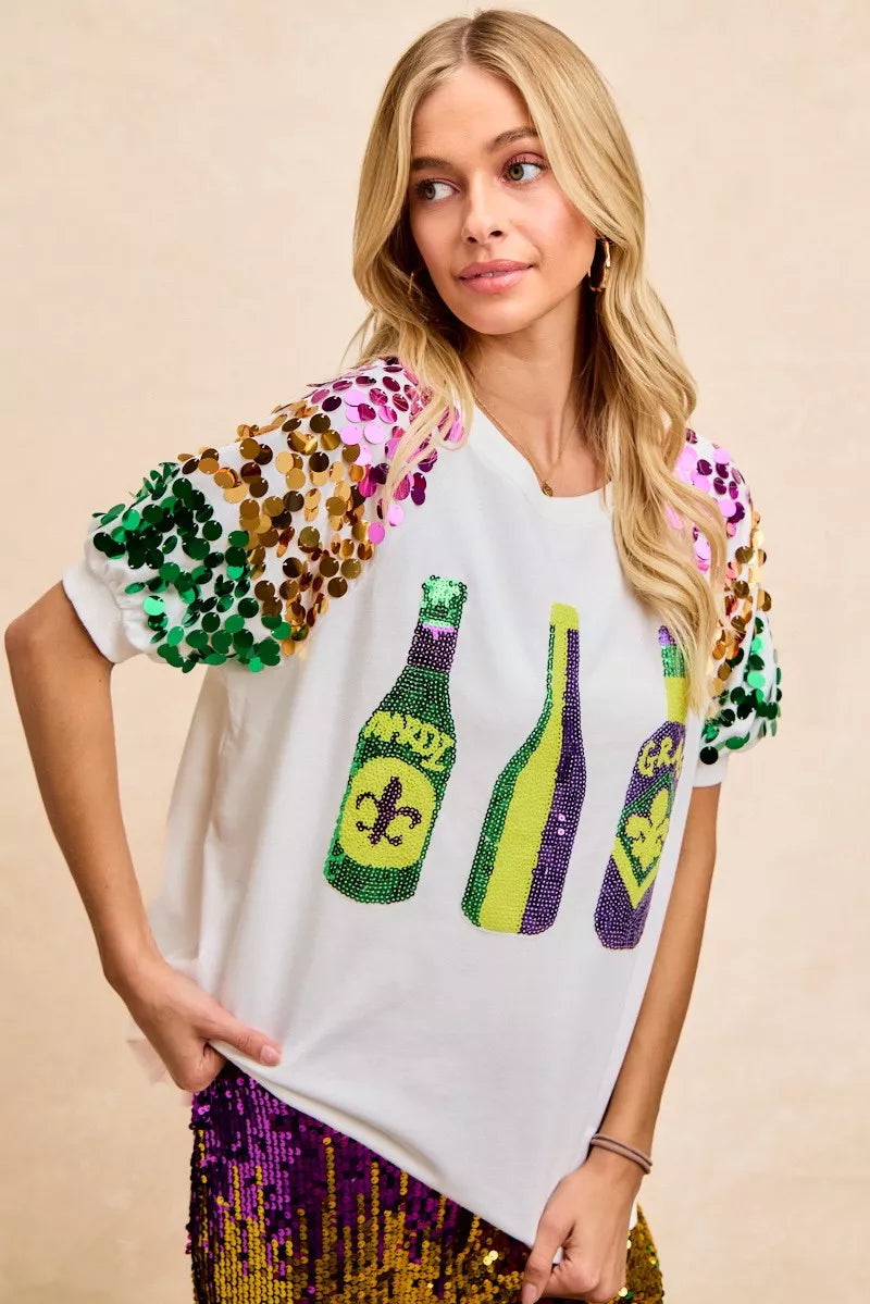 BiBi Sequin Mardi Gras Bottles Spangled Sleeve Top f8fd196a87ba44ccaf63fbb06445821f-Max-Origin