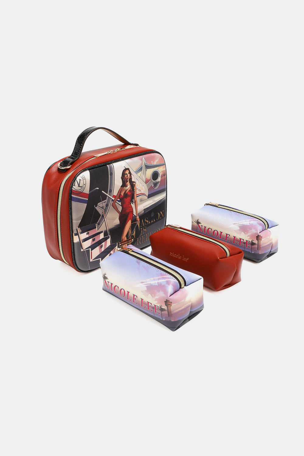 Nicole Lee USA Printed Handbag with Three Pouches Nicole Lee USA Printed Handbag with Three Pouches - TopFashionHQ