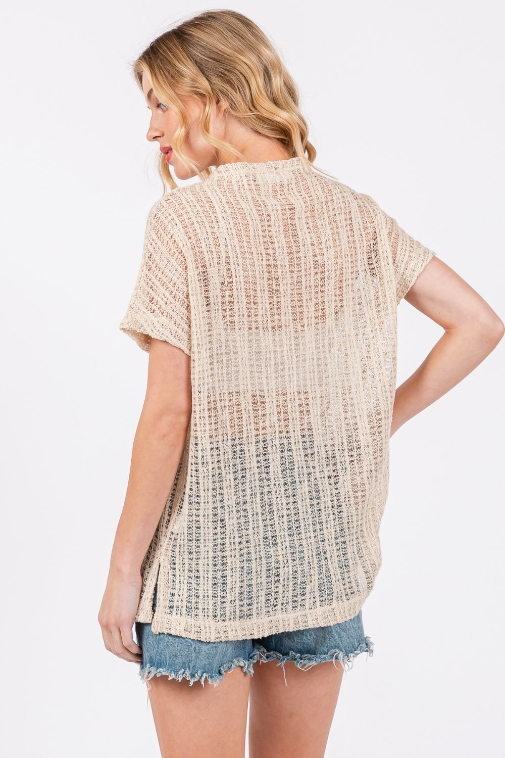 Ces Femme See Through Crochet Mock Neck Cover Up Ces Femme See Through Crochet Mock Neck Cover Up - TopFashionHQ