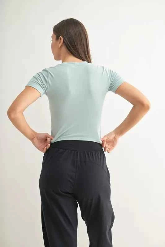 MONO B Essential Micro-ribbed Cropped Athleisure Tee MONO B Essential Micro-ribbed Cropped Athleisure Tee