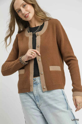 Umgee Two-Tone Button Front Cardigan