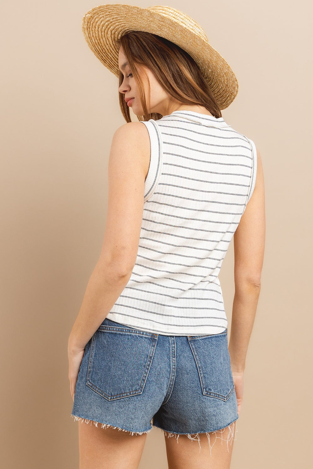Ces Femme Striped Round Neck Tank Ces Femme Striped Round Neck Tank - TopFashionHQ