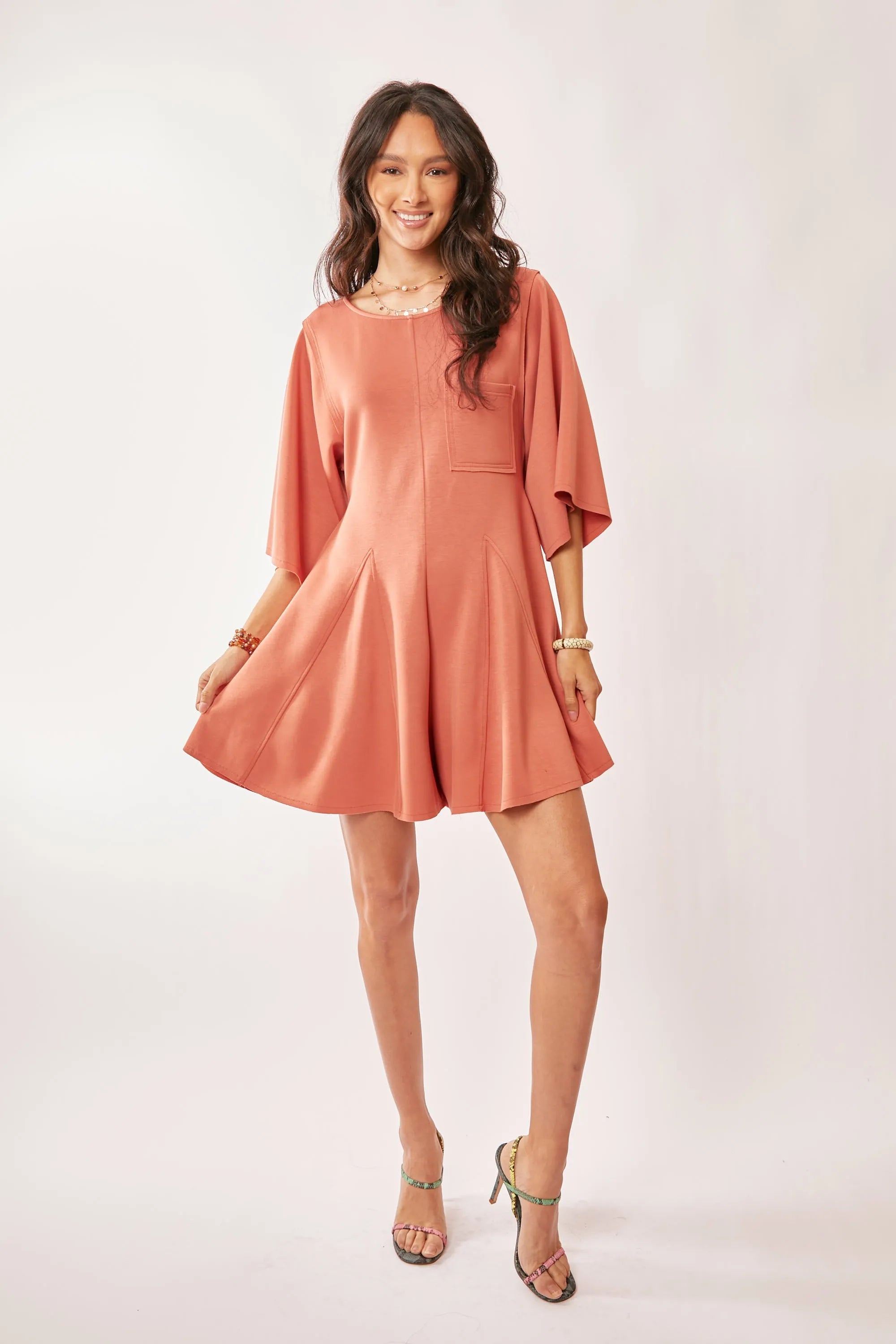 Davi & Dani Solid Draped Sleeve Ties Back Skort Romper fae7b3b6e17a4ea0ab11144b05937c7f-Max-Origin