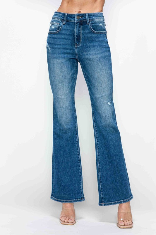 bytos Full Size High Rise Bootcut Jeans with Pockets bytos Full Size High Rise Bootcut Jeans with Pockets