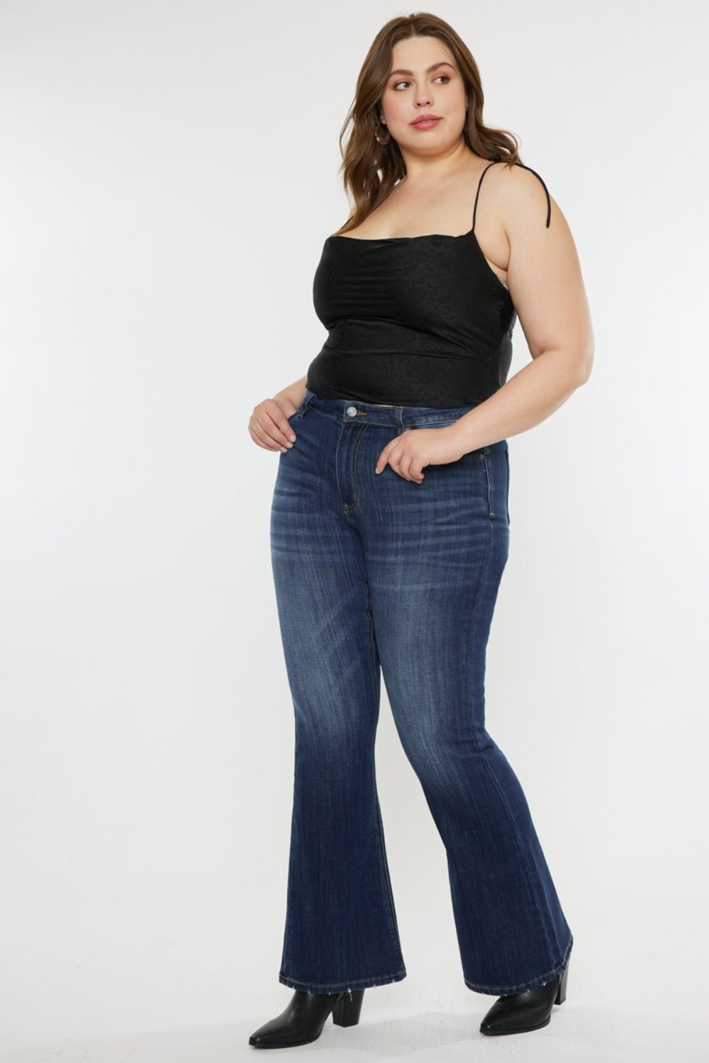 Kancan Full Size Mid Rise Slim Flare Jeans Kancan Full Size Mid Rise Slim Flare Jeans - TopFashionHQ