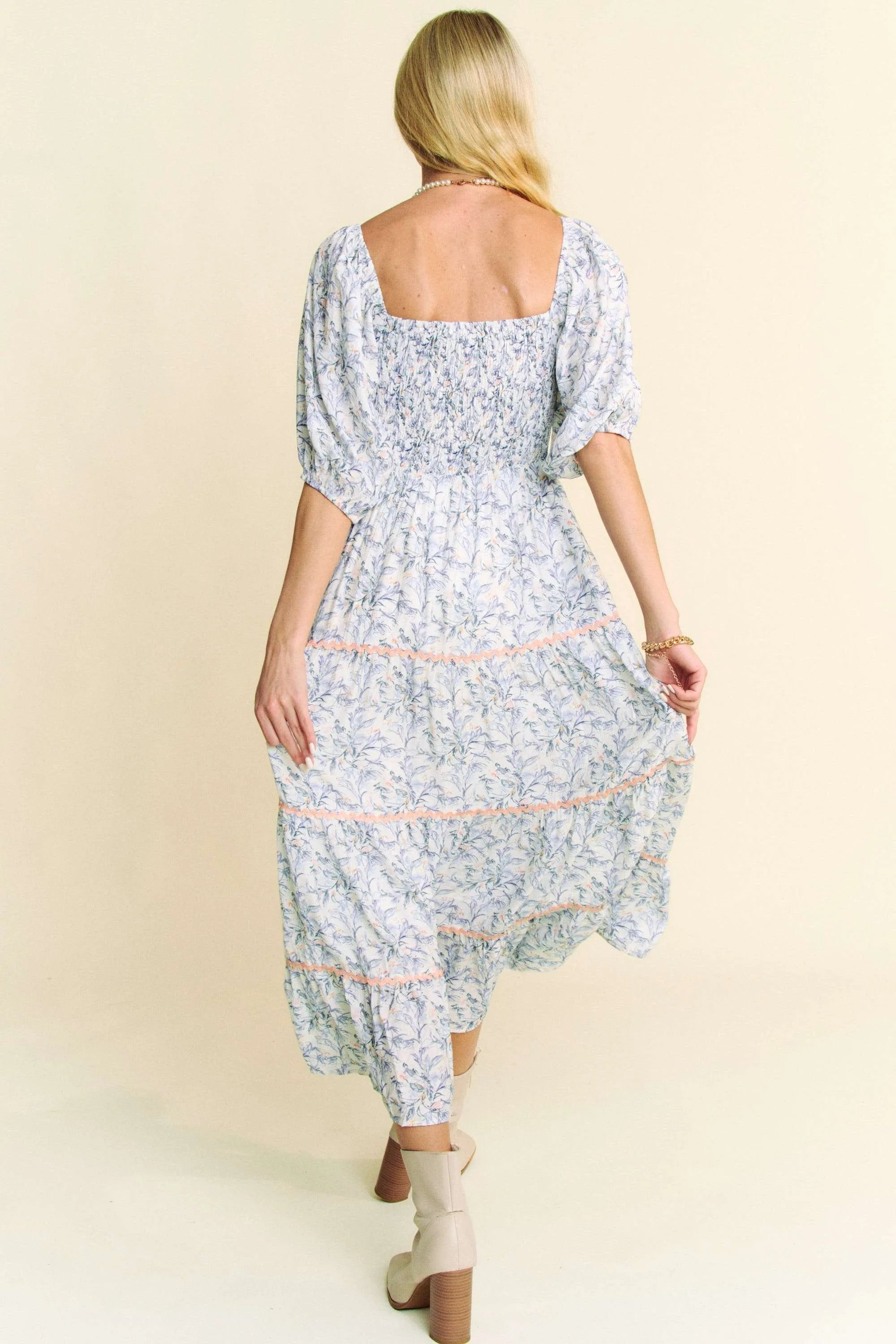 Davi & Dani Contrast Ric Smocking Bodice Tiered Midi Dress fb8923337d46412a9db7fd8932ddc5d3-Max-Origin