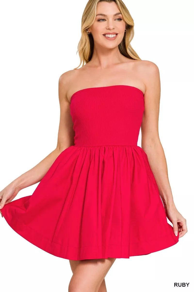 Zenana Combined Knit Tube Top Flare Mini Dress fba1cb3a17da4b94abb29ff698da5c3a-Max-Origin