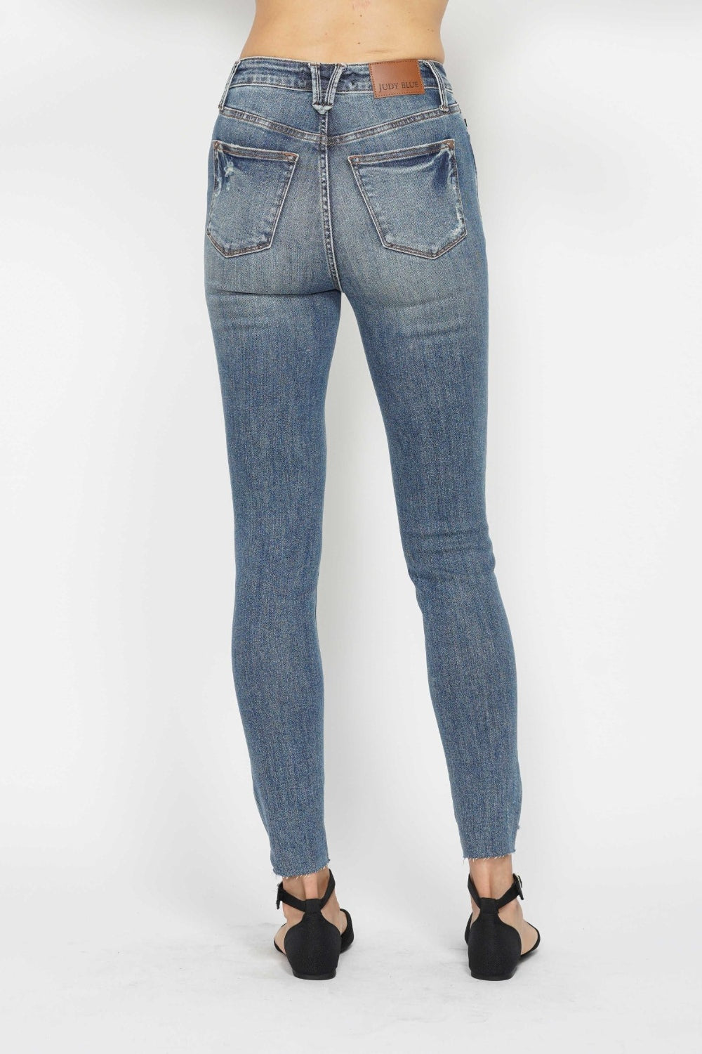 Judy Blue Full Size Tummy Control Vintage Wash Hem Destroy Skinny Jeans Judy Blue Full Size Tummy Control Vintage Wash Hem Destroy Skinny Jeans - TopFashionHQ