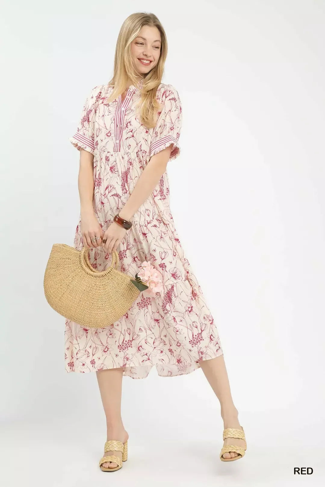 Umgee Floral Tiered Midi Dress with Ruffle Trim fc1812df-6cac-48f2-aae7-71a852afed9e-Max-Origin