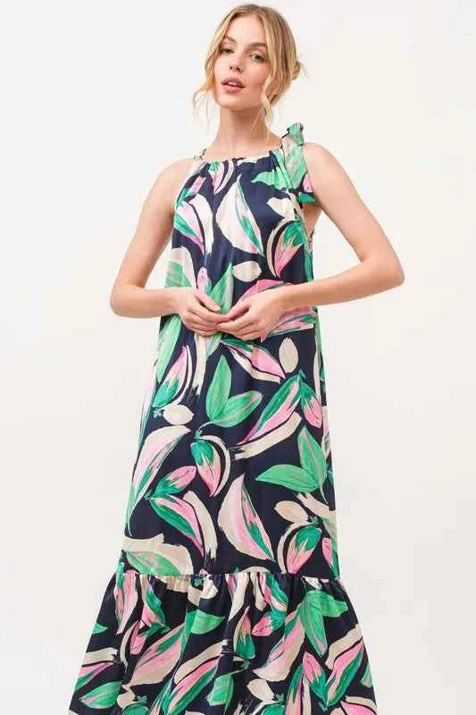 And The Why Botanical Printed Halterneck Tiered Maxi Dress And The Why Botanical Printed Halterneck Tiered Maxi Dress