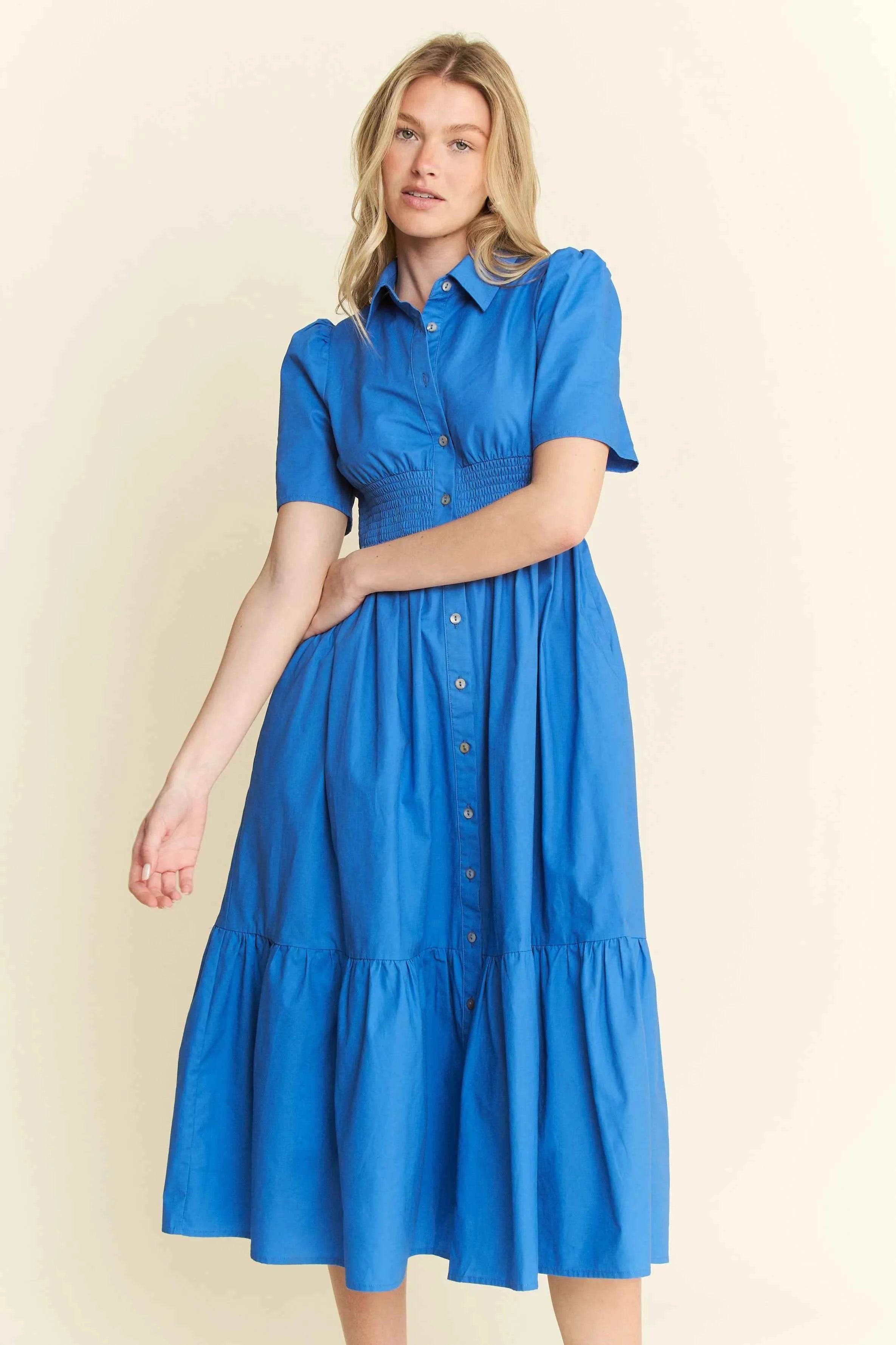 Jade By Jane Short Sleeve Button Down Midi Dress Jade By Jane Short Sleeve Button Down Midi Dress