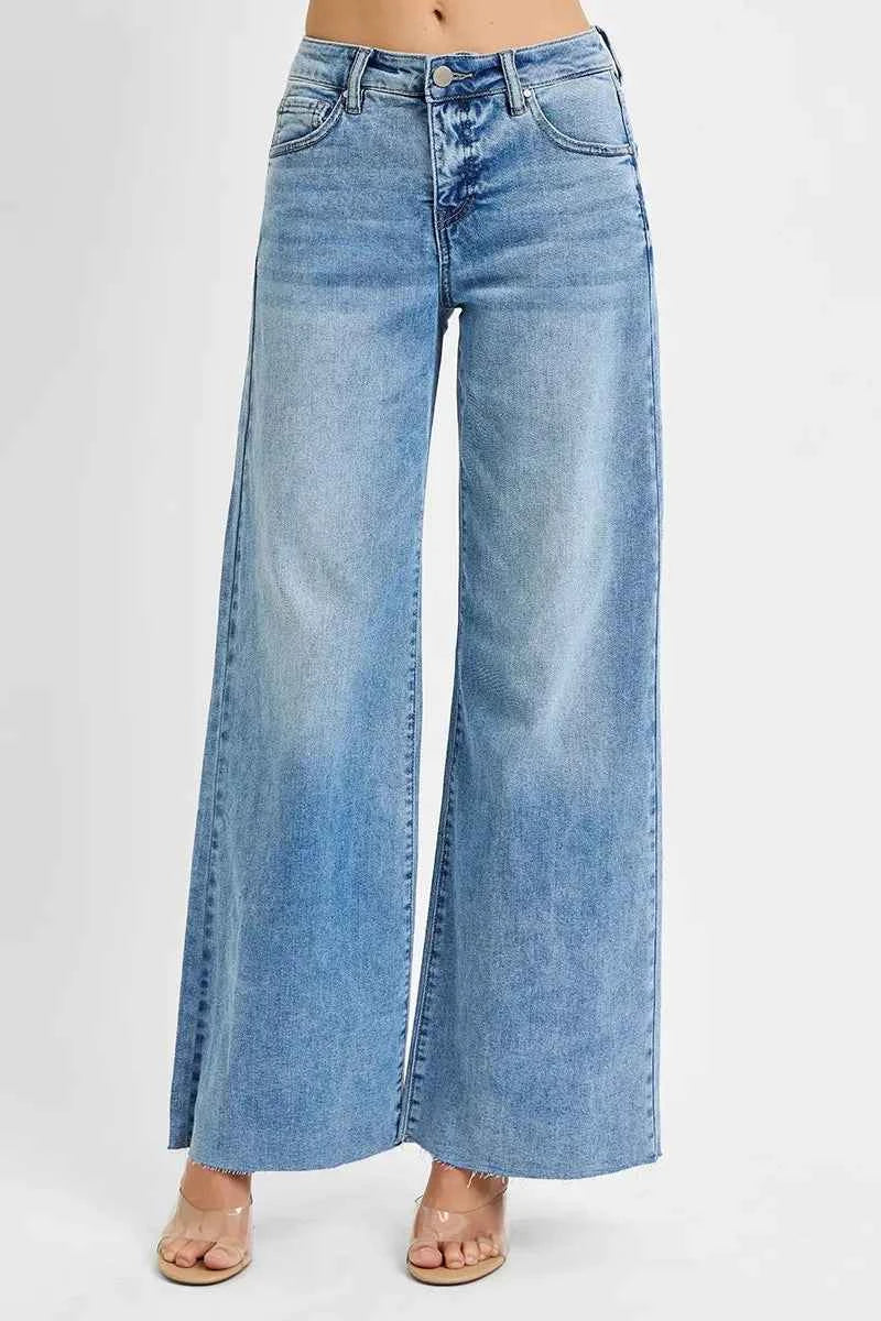 RISEN Full Size Tummy Control High Rise Ankle Palazzo Jeans Plus Size RISEN Full Size Tummy Control High Rise Ankle Palazzo Jeans Plus Size