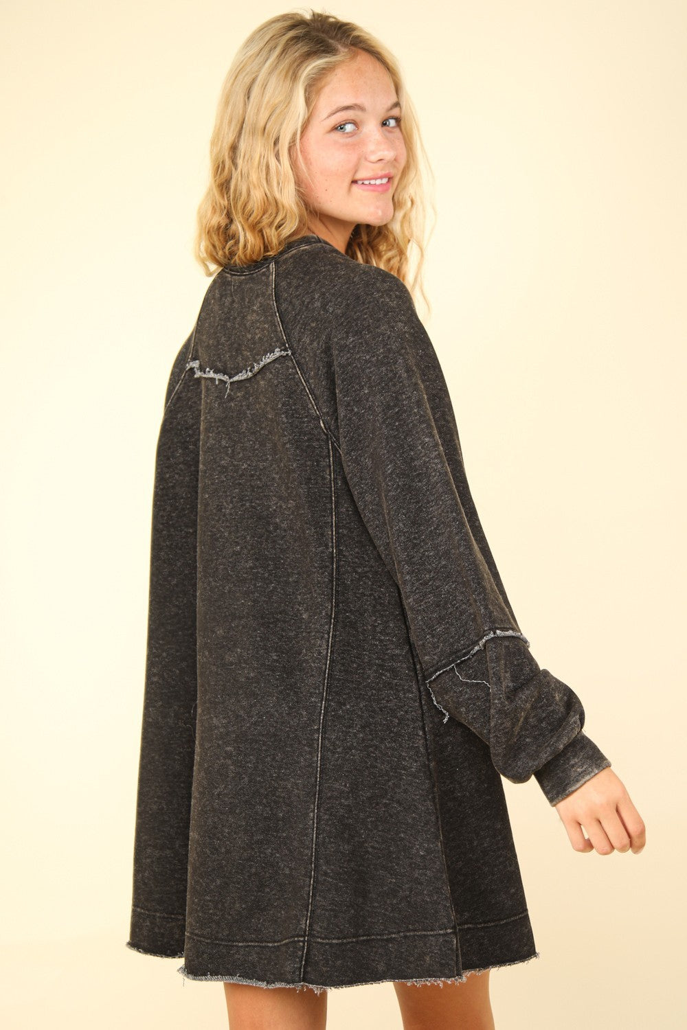 VERY J Mineral Washed Oversized A-Line Mini Dress VERY J Mineral Washed Oversized A-Line Mini Dress - TopFashionHQ