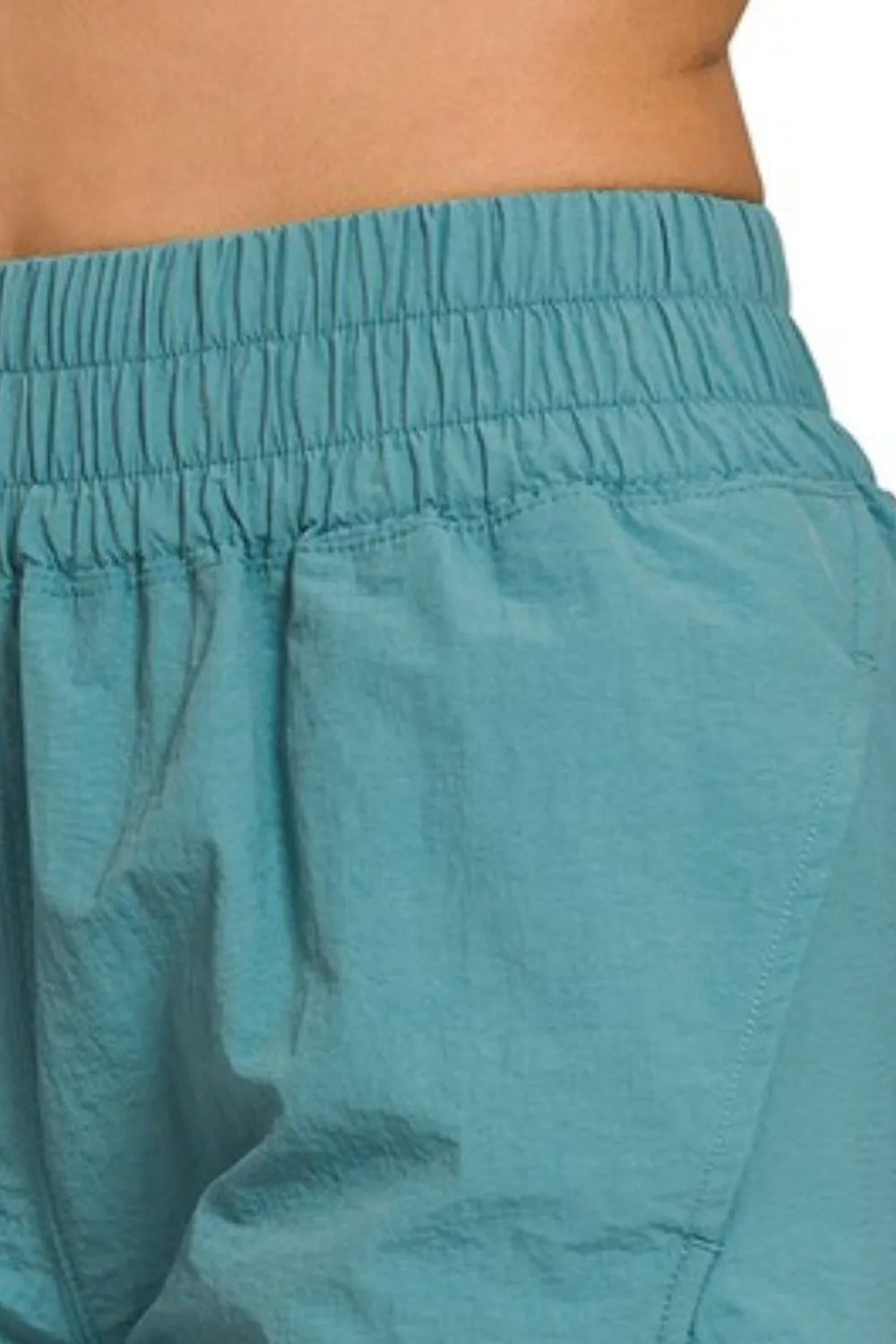 Zenana Windbreaker Smocked Waistband Running Shorts fcd266eb-5cb4-4bff-965e-01befbc9183c-Max-Origin