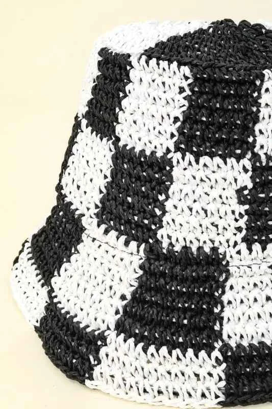 Fame Checkered Pattern Knit Bucket Hat Fame Checkered Pattern Knit Bucket Hat