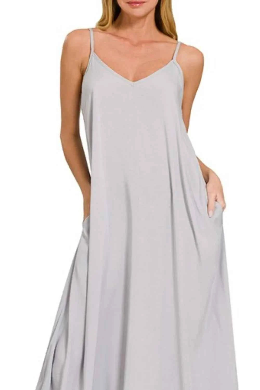 Zenana Woven Arc Hem Cami Dress With Flowy Pockets Zenana Woven Arc Hem Cami Dress With Flowy Pockets
