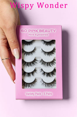 SO PINK BEAUTY Mink Eyelashes Variety Pack 5 Pairs - TopFashionHQ