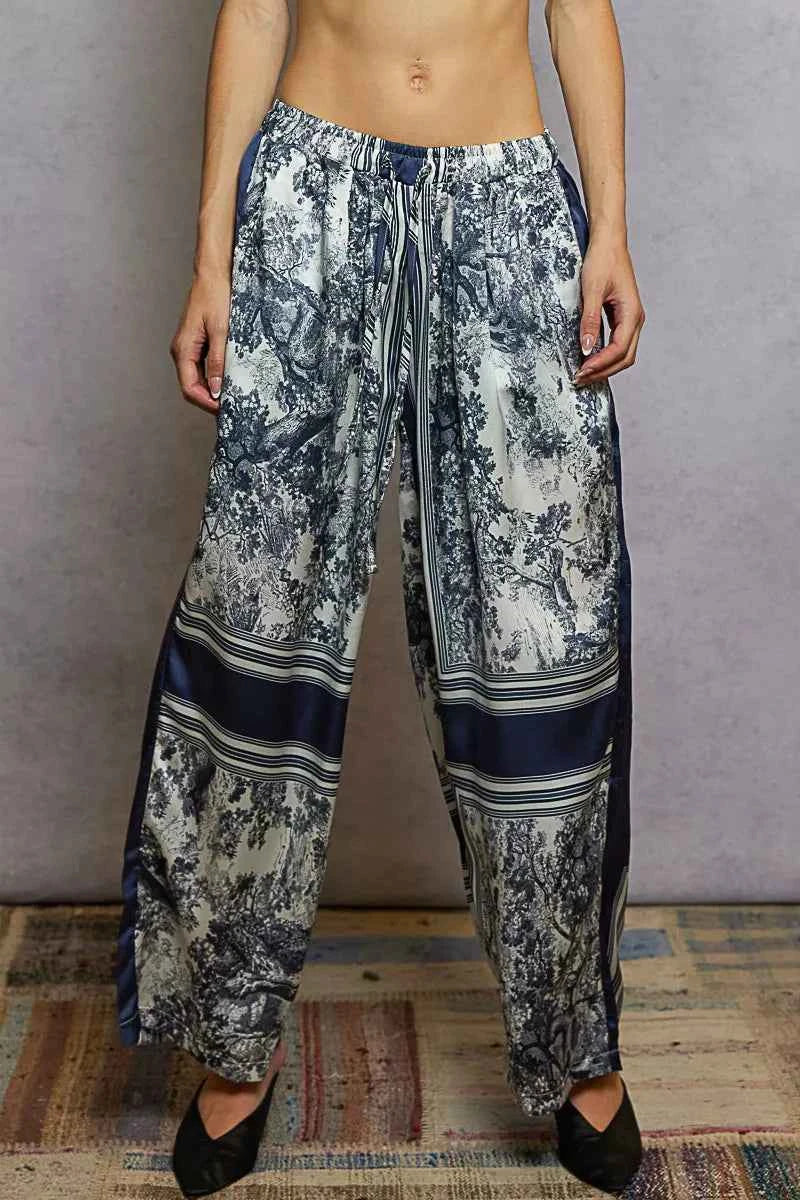 POL Floral Printed Woven Wide Leg Drawstring Pants POL Floral Printed Woven Wide Leg Drawstring Pants