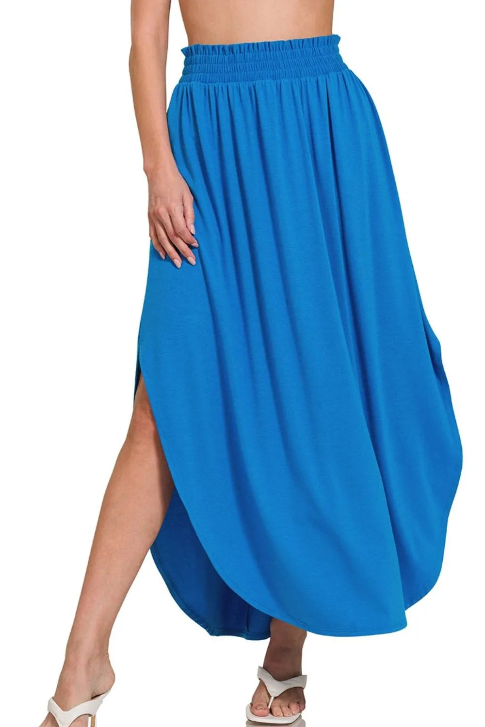 Zenana Smocked Waist Side Slit Maxi Skirt With Pockets fd54fa15-eeee-4439-9d13-72756c493d6c-Max-Origin