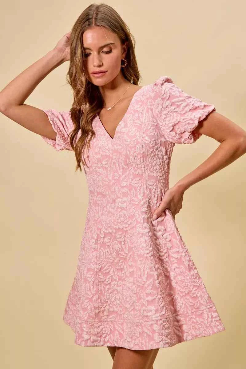 SO ME Floral Jacquard Fit And Flare Daily Mini Dress SO ME Floral Jacquard Fit And Flare Daily Mini Dress
