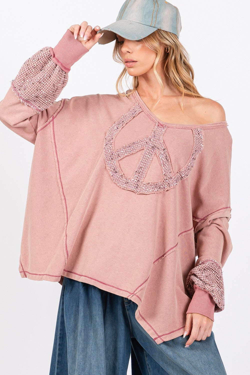 SAGE + FIG Peace Sign Mineral Wash Terry Top SAGE + FIG Peace Sign Mineral Wash Terry Top