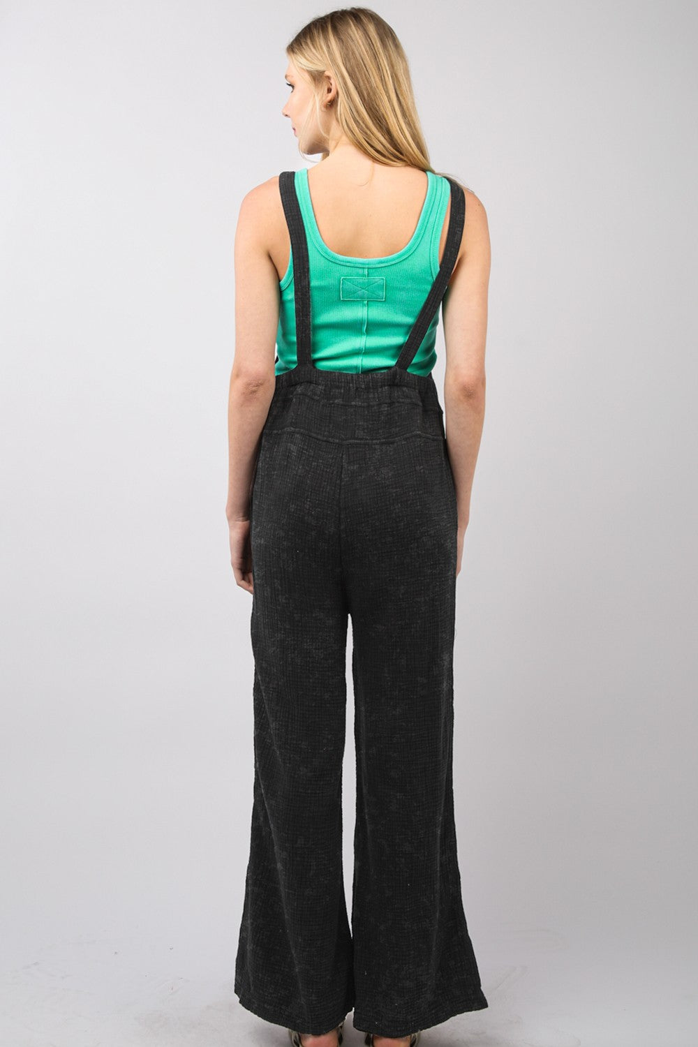 VERY J Texture Washed Wide Leg Overalls VERY J Texture Washed Wide Leg Overalls - TopFashionHQ