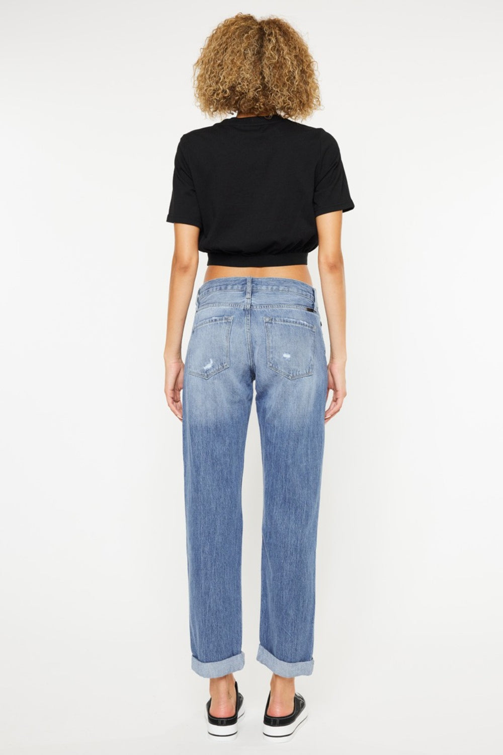 Kancan Mid Rise Distressed Straight Jeans Kancan Mid Rise Distressed Straight Jeans - TopFashionHQ