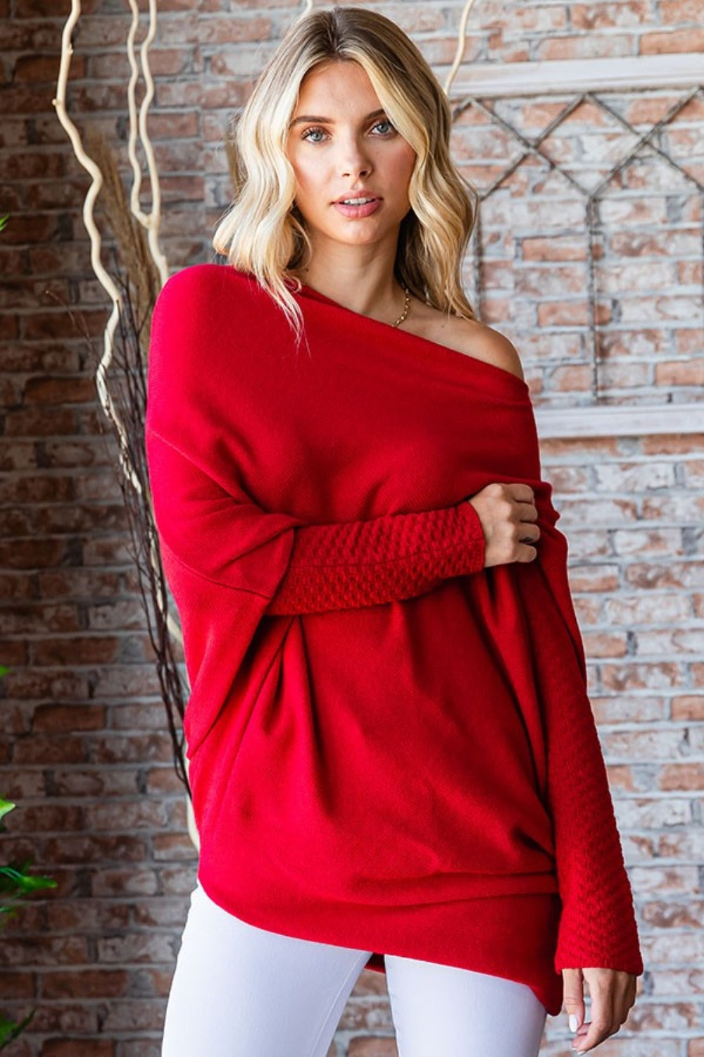 First Love Full Size Asymmetrical Hem Dolman Sleeve Sweater First Love Full Size Asymmetrical Hem Dolman Sleeve Sweater - TopFashionHQ