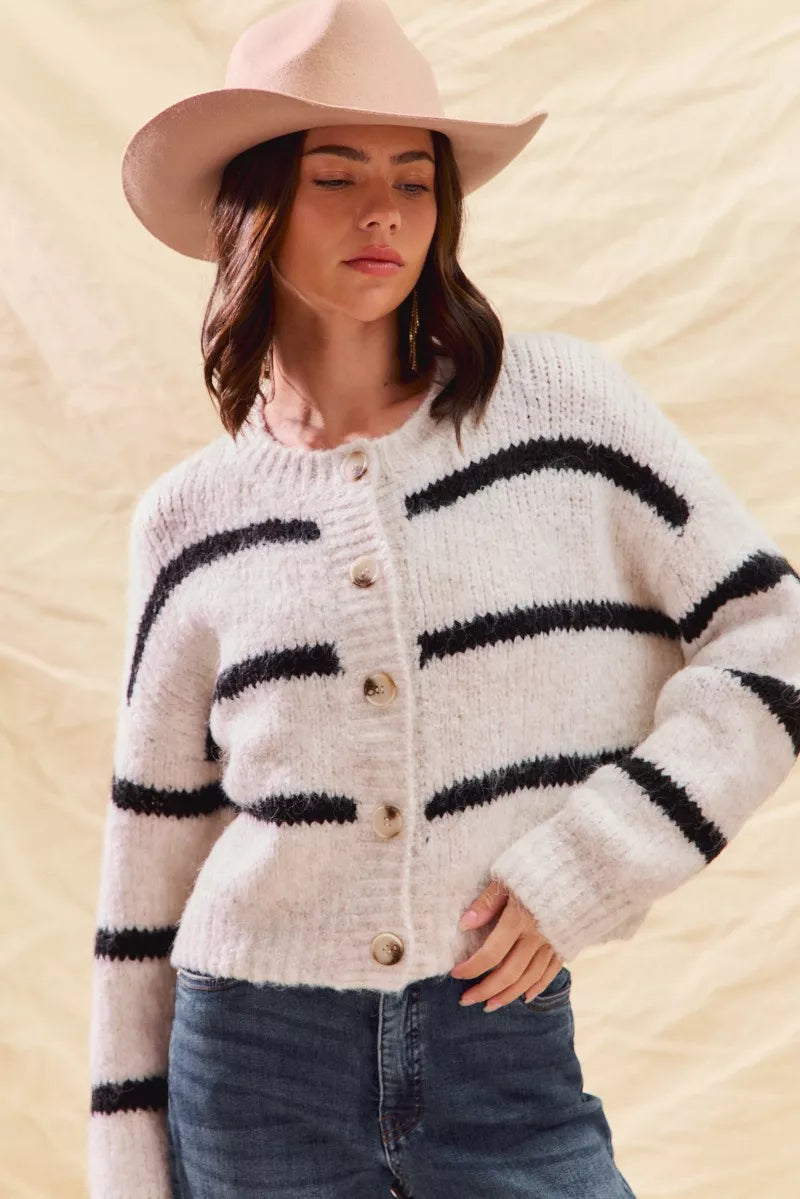 SO ME Stripe Soft Touch Button Cozy Sweater Cardigan fef142b7686b457d9077fb78986a86db-Max-Origin