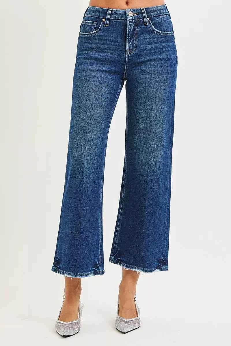 RISEN Tummy Control 4 Way Stretch High Rise Crop Wide Leg Jeans RISEN Tummy Control 4 Way Stretch High Rise Crop Wide Leg Jeans
