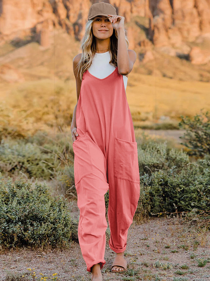 Double Take Full Size Sleeveless V-Neck Pocketed Jumpsuit Double Take Full Size Sleeveless V-Neck Pocketed Jumpsuit - TopFashionHQ