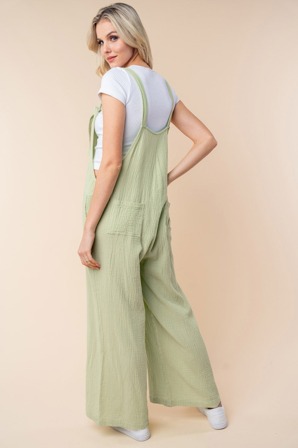 White Birch Texture Sleeveless Wide Leg Jumpsuit White Birch Texture Sleeveless Wide Leg Jumpsuit